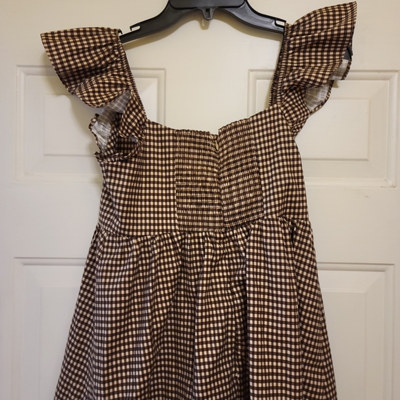 Reformation Jeune Checkered Ruffle Mini Dress size 6 - Picture 5 of 7